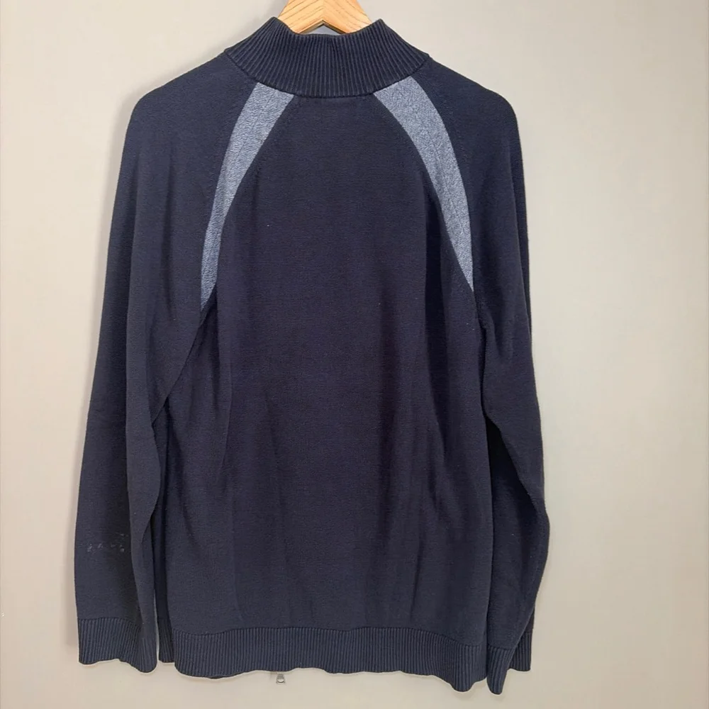 Banana Republic Men's Full Zip Cotton Navy Gray XL